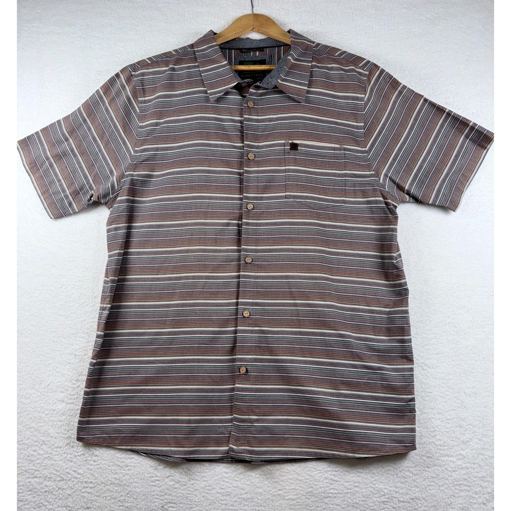 Hippy Tree Montauk Nomad‎ Division Woven Shirt Men's 2XL Brown Cotton Striped
